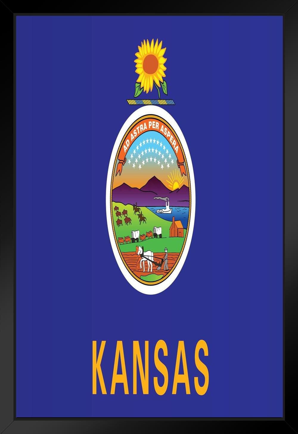 Kansas State Flag Topeka Kansas City Chiefs Sunflower State Flag Education Patriotic Posters American Flag Poster of Flags for Wall Decor Flags Poster