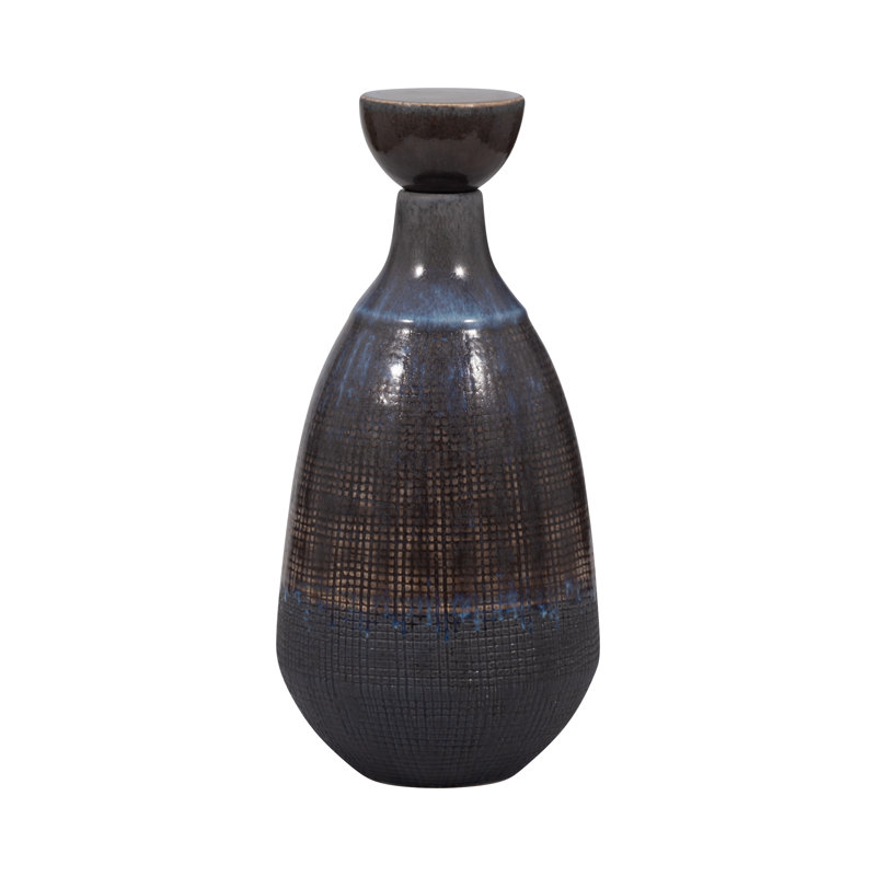 Vase en céramique Neader - Grès, fantaisie, dégradé texturé, H 15 po x l 7 po x P 7 po