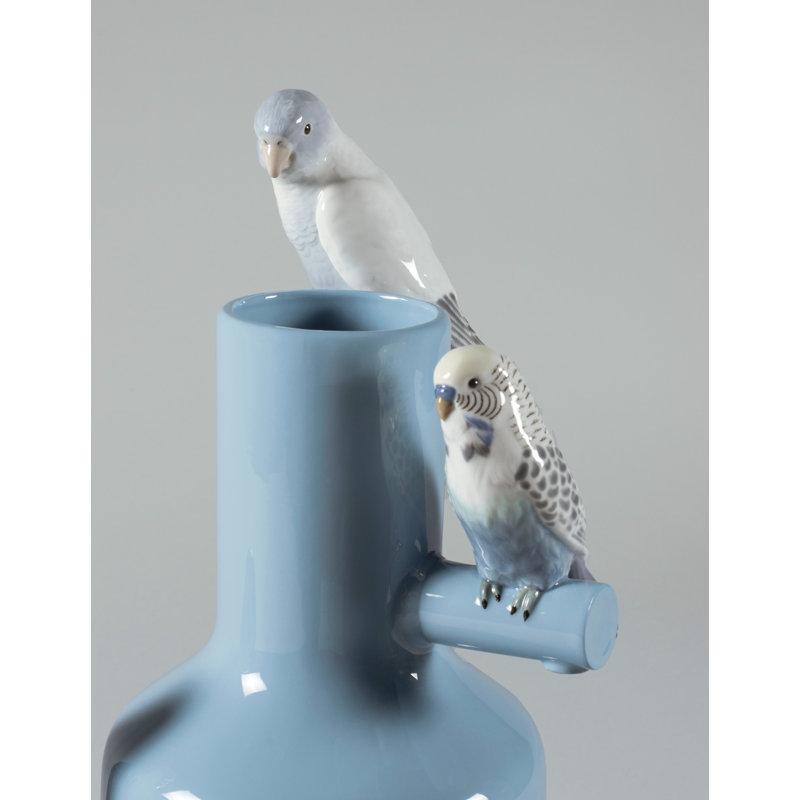 Vase de table en porcelaine corail / bleu 16,14 "The Parrot Party, bleu