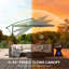 Parasol de patio réglable en acier, conception en porte-à-faux moderne pour l'extérieur