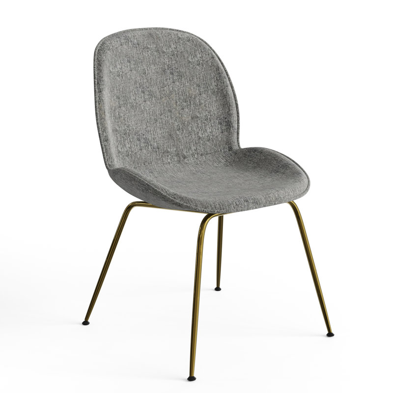 Chaise d'appoint rembourrée Hatfield, Tissu à tressage panier gris clair, Or