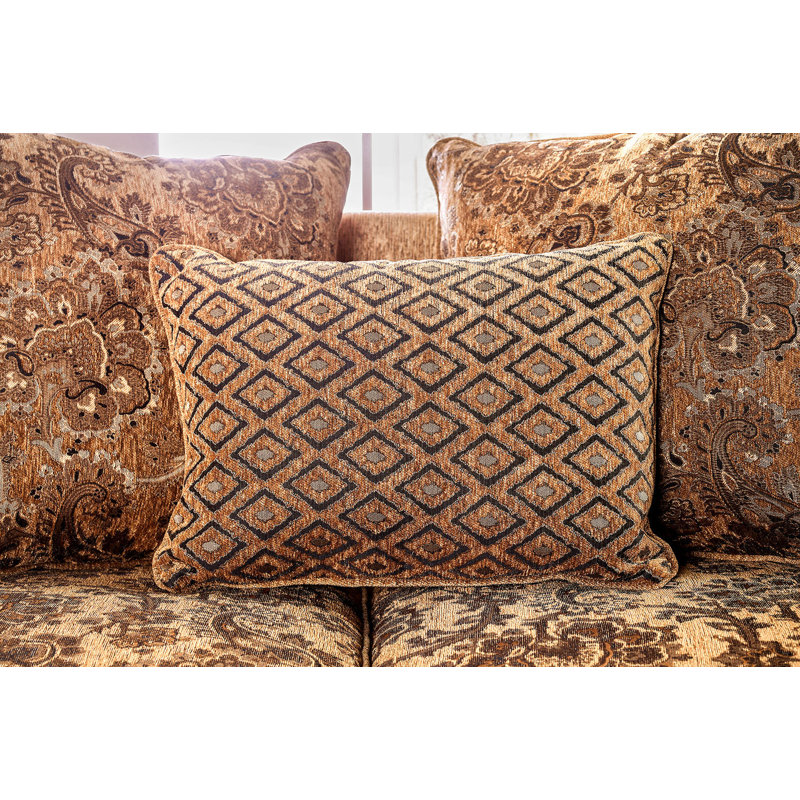 94.4" W Traditional Sofa, Tan/Gold