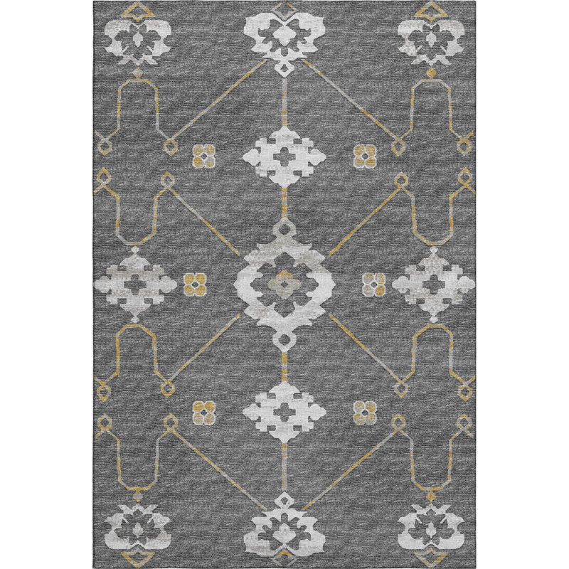 Premium Machine Washable Taquoia AMF122 Gray Rug, Rectangle 10' x 14'
