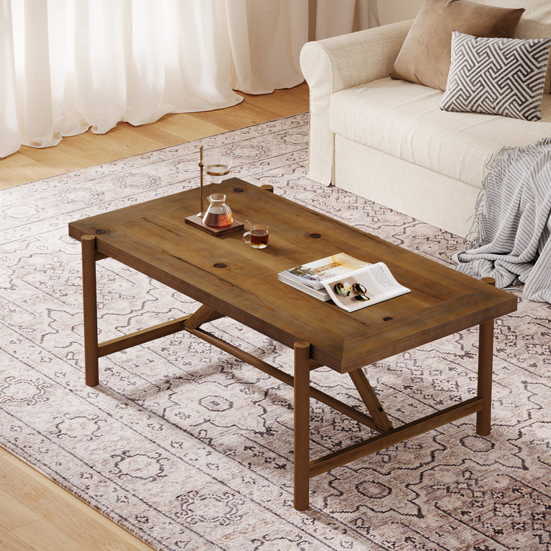 47.24" Solid Wood Rectangular Coffee Table