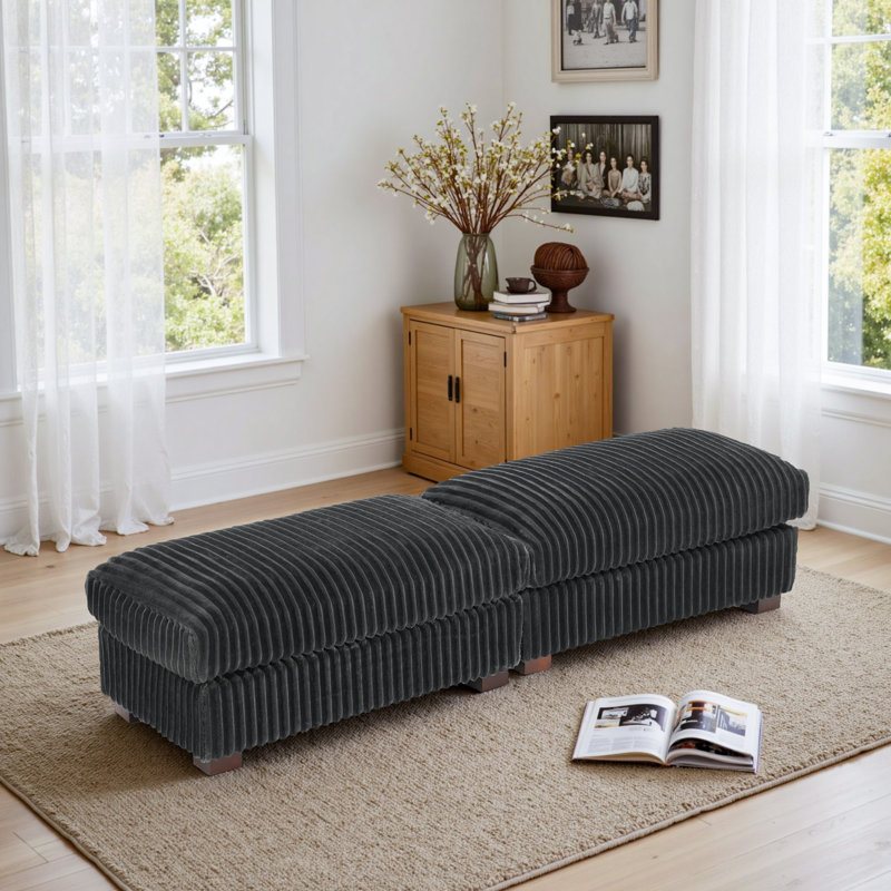 80.31cm Wide Rectangle Solid Colour Footstool Ottoman