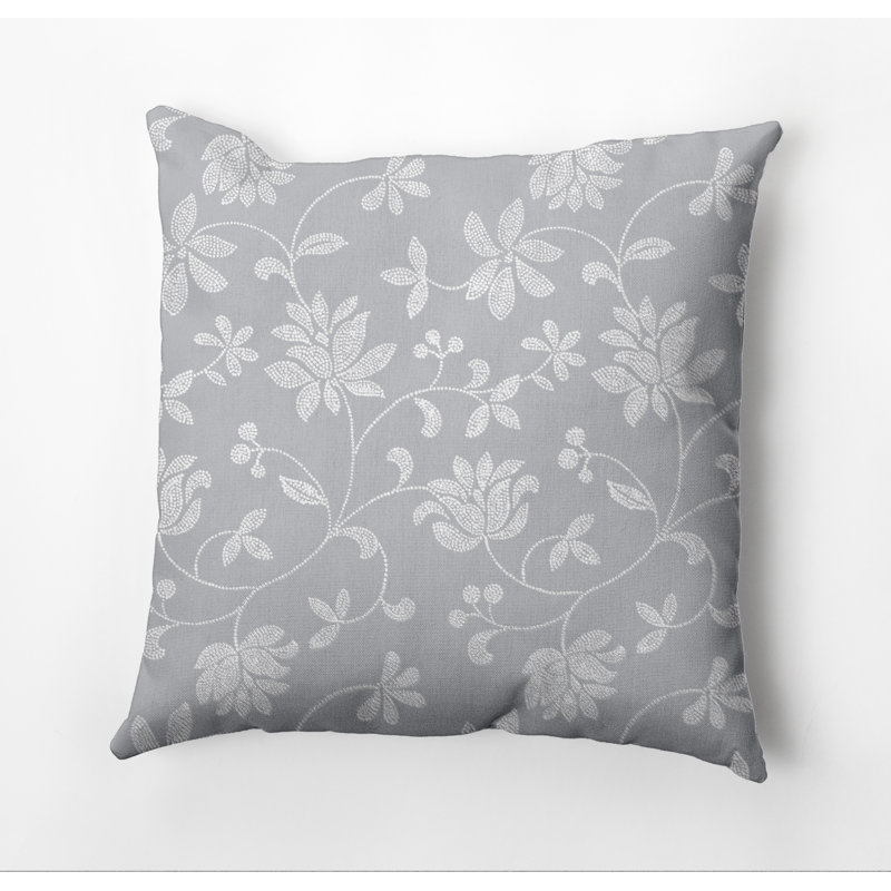 Housse et insert de coussin d'extérieur carré Botanical Blooms, Gris, 16 po x 16 po, Duvet synthétique