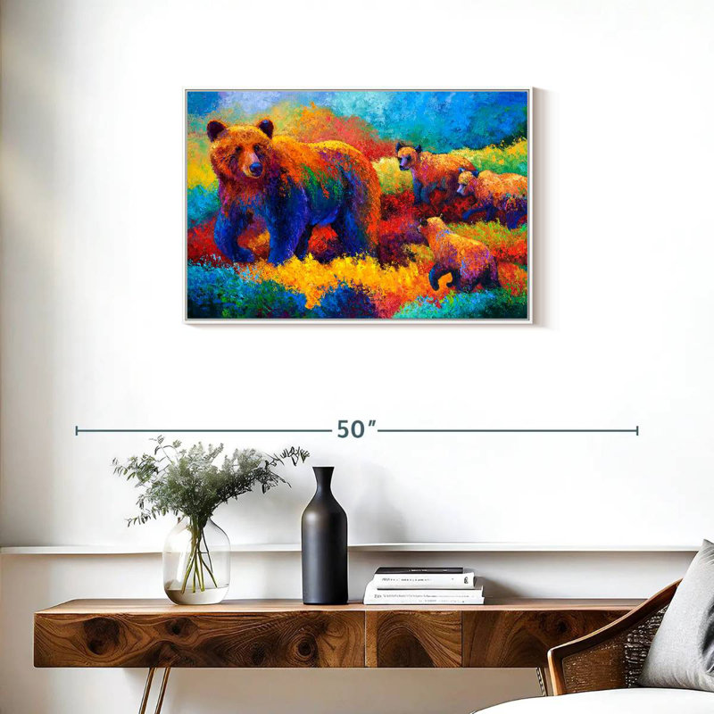 Famille Grizz, Cadre flottant blanc, 31 po x 21 po