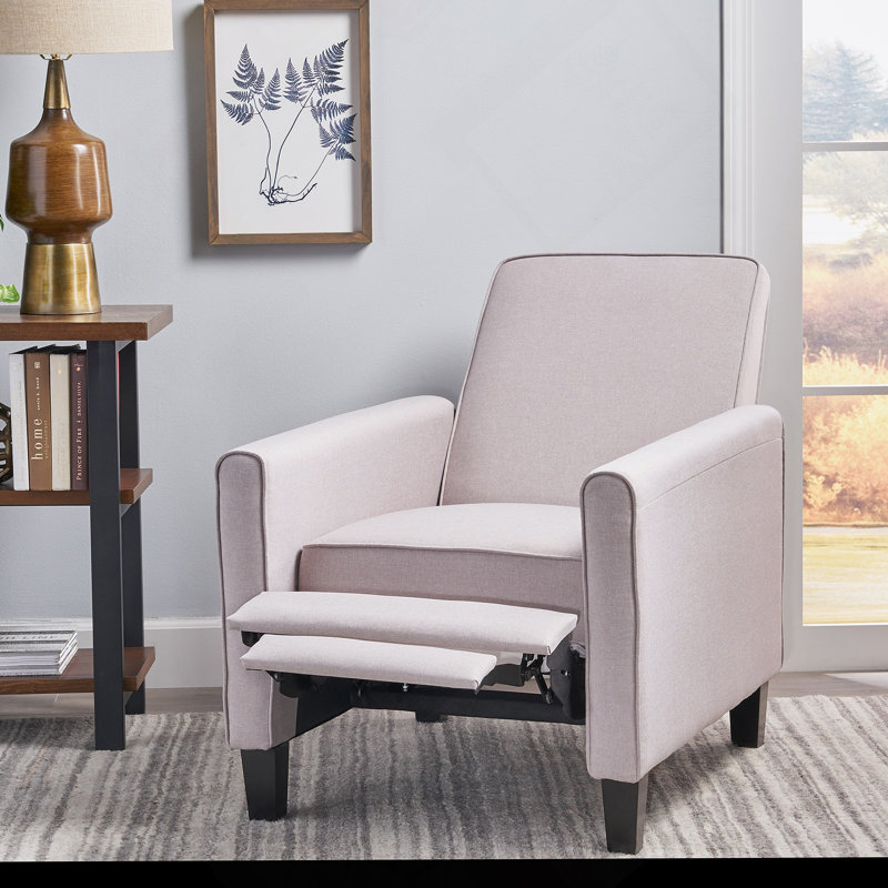 Recliner Push Back Chair For Elegant Home Décor Beige, Beige Polyester