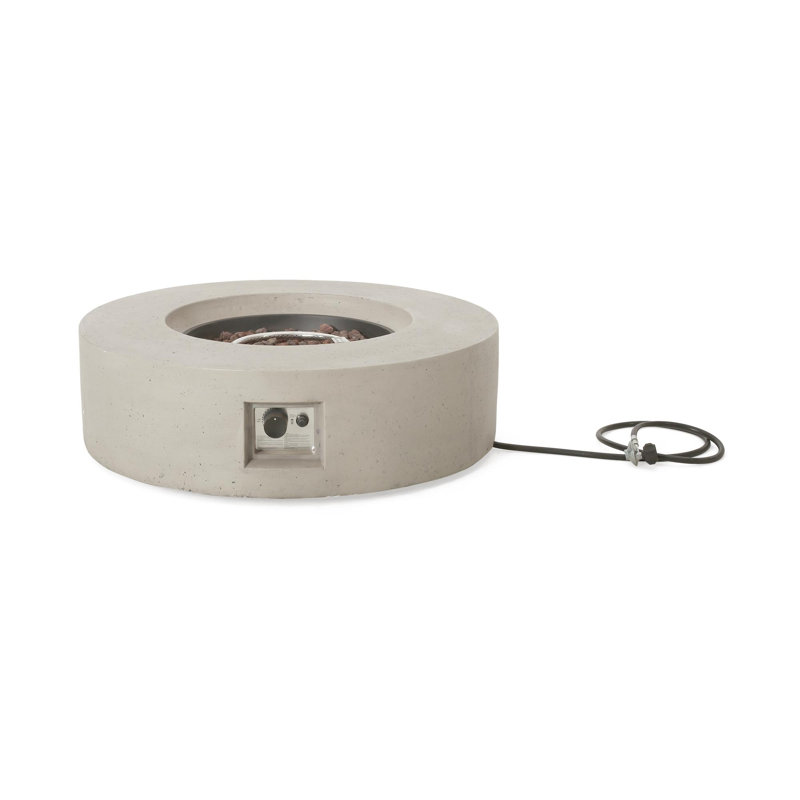 MgO Concrete Outdoor Circular Fire Pit 50,000 BTU (Tank Cover not Included), Light Gray