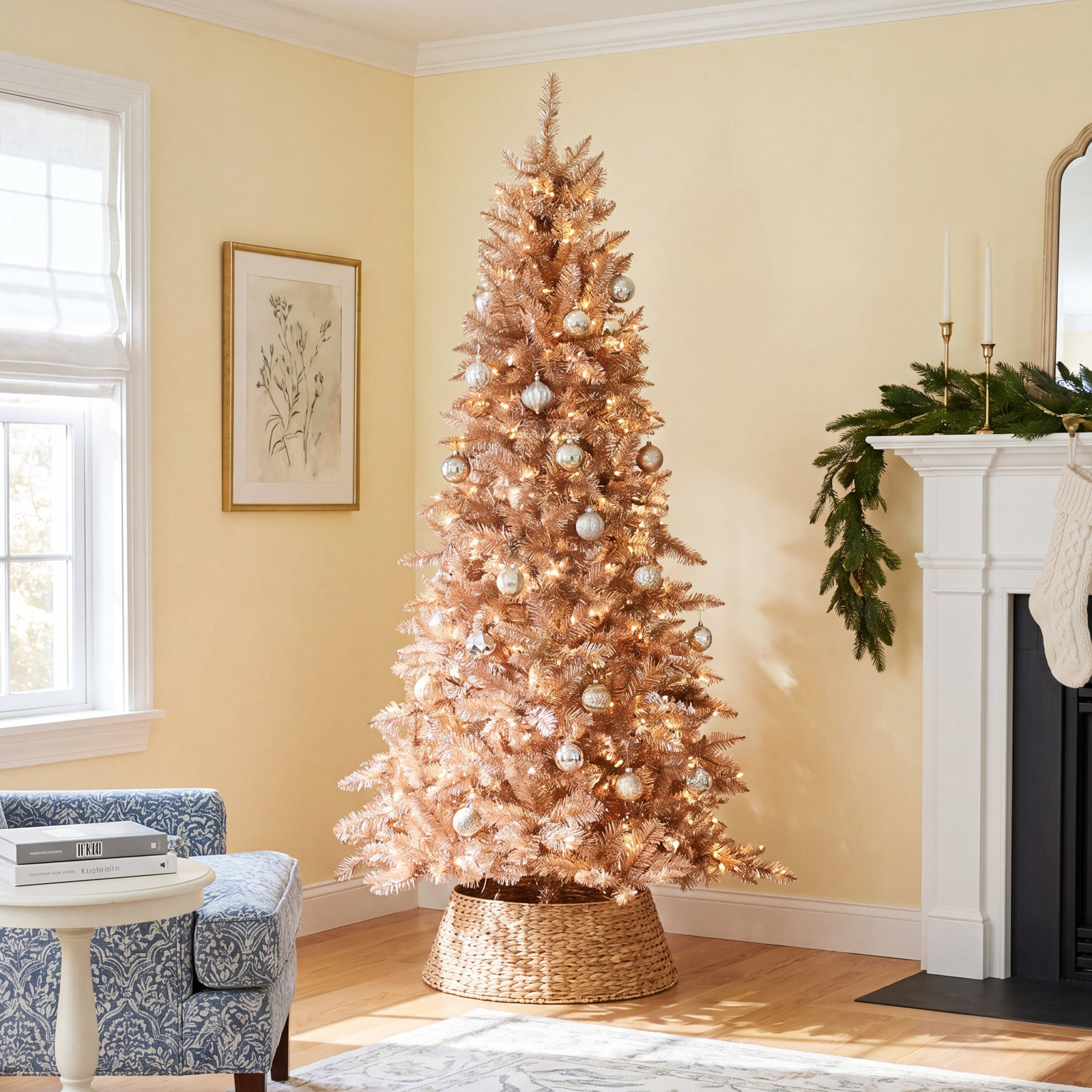 Lighted Artificial Pine Christmas Tree, 6'