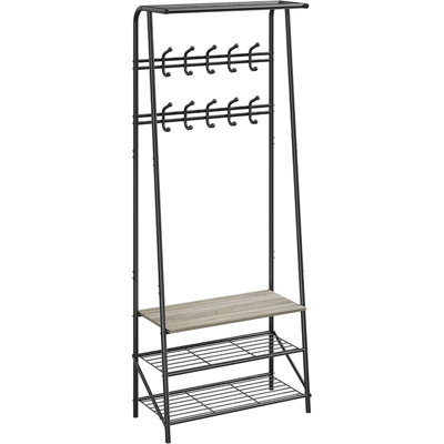Coat Rack, Hall Tree With Shoe Storage Bench, Entryway Bench With Shoe Storage, 4-In-1, Steel Frame With 10 Hooks For Entryway, Freestanding Coat Rack by 17 Stories