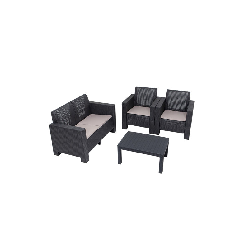Cardamom Outdoor Table Set, Black, Black