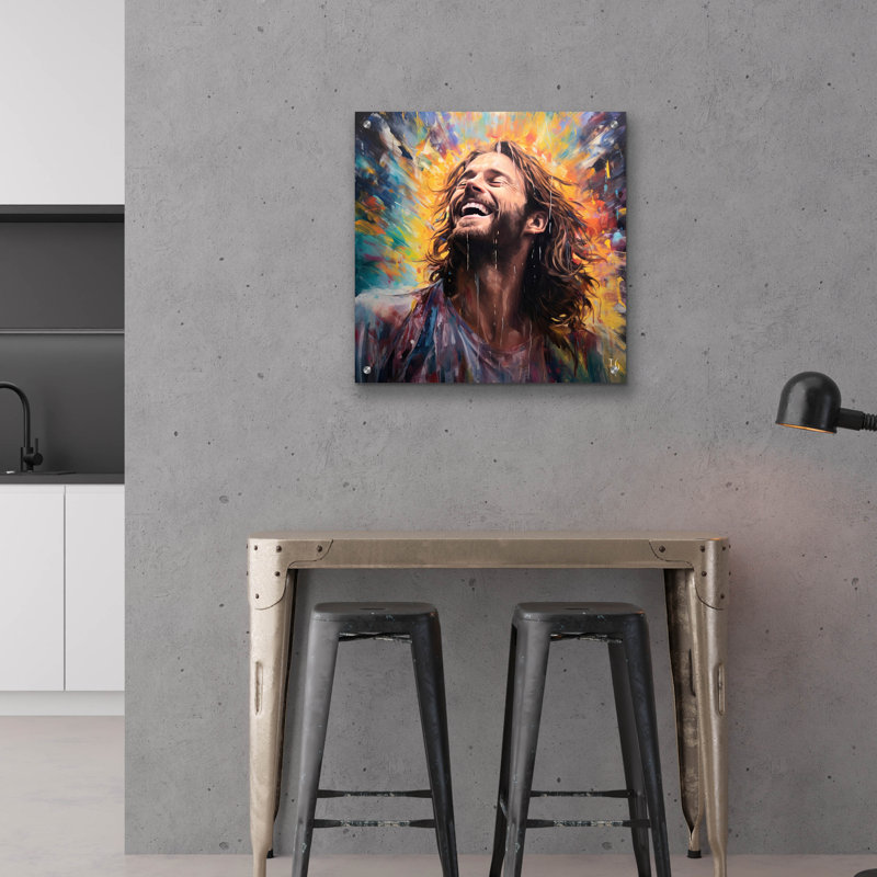 «Jesus - Rapture In Rain And Radiance» par Ivan Guaderrama, art mural en verre acrylique, H 24 po x l 24 po x P 0,2 po