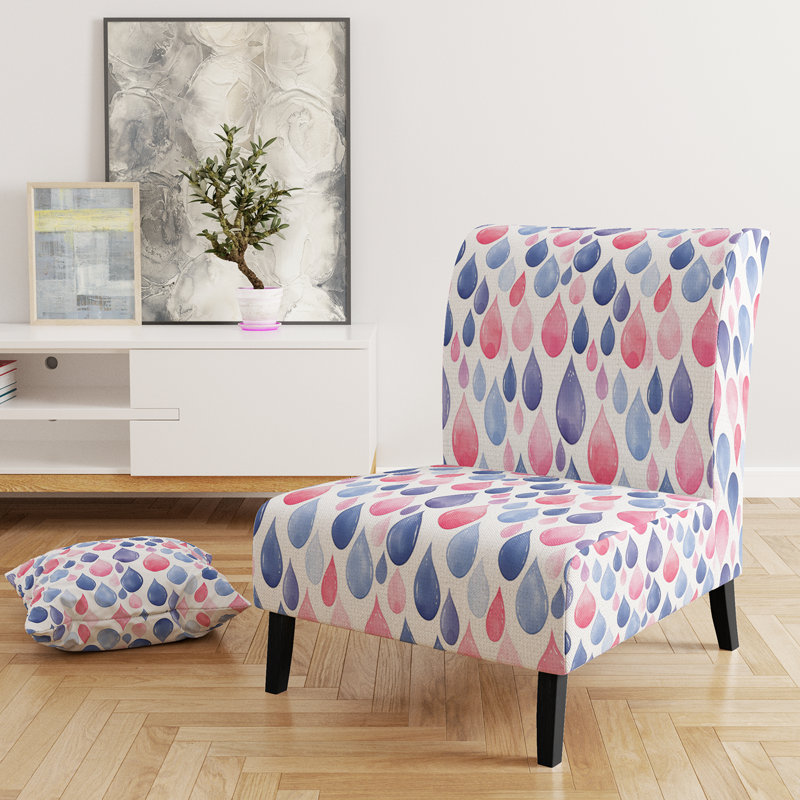 Fauteuil de chambre bleu et rouge Paisley, Pantoufle sans accoudoirs