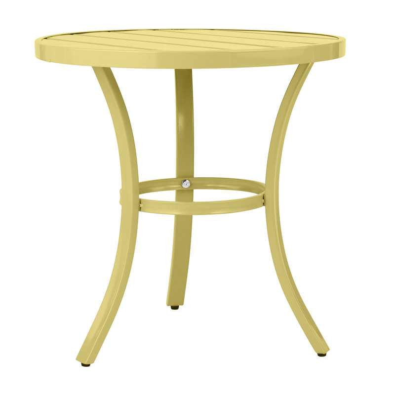 Table d'appoint élégante en métal thermolaqué jaune clair - Silhouette moderne pour les terrasses, balcons et salons