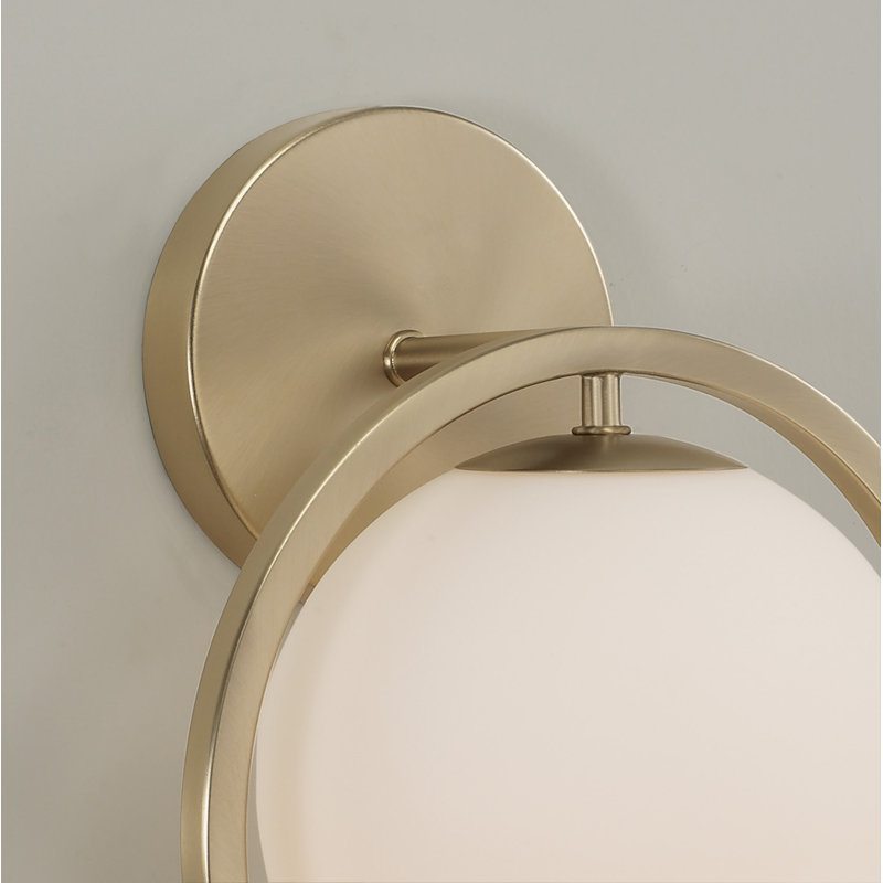 9.5" W X 12" H 1-Light Circle Sconce with Soft White Glass, Matte Brass