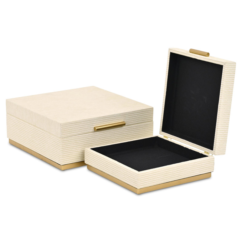 Ensemble de boîtes carrées Eira, Crème, crème