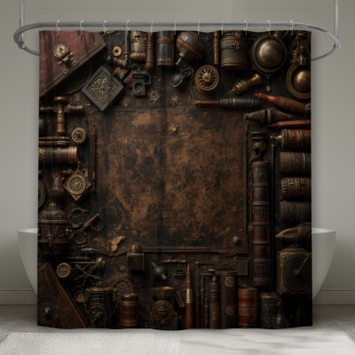 Rideaux de douche rétro très longs Steampunk