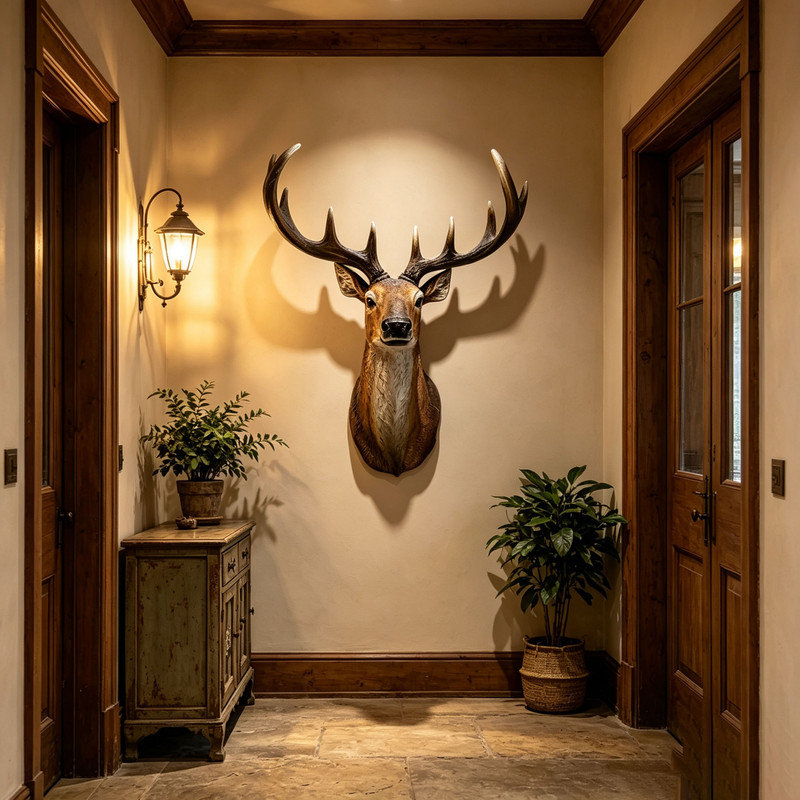 Buste de cerf en résine de 14,57 po de large avec têtes de cerf pour décor de chalet, de chalet et de ferme