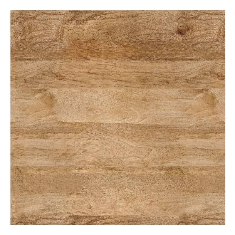 Natural Mango Wood and Gold Metal Square End Table with Storage