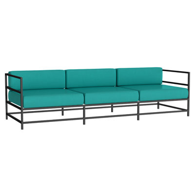 Delano 96'' Wide Powder Coated Aluminum Patio Sofa with Sunbrella® Cushions
