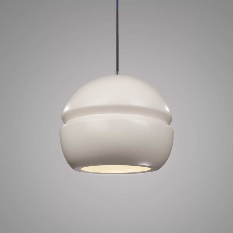 Luminaire suspendu à 1 lumière Logan, Nickel brossé, Blanc mat