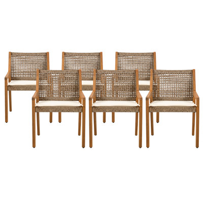 Decia Patio Modern Coastal PE Wicker Dining Chairs With Cushions