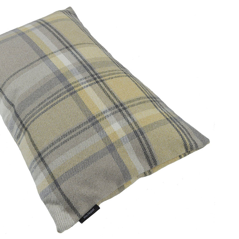 Griggs Plaid Rectangular Cushion, 30 x 50cm, Mustard Yellow/Grey