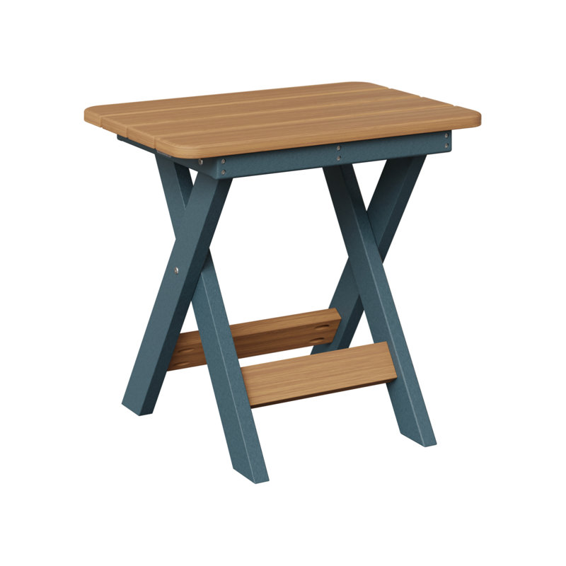 Berlin Gardens Folding End Table, Slate, Natural Teak