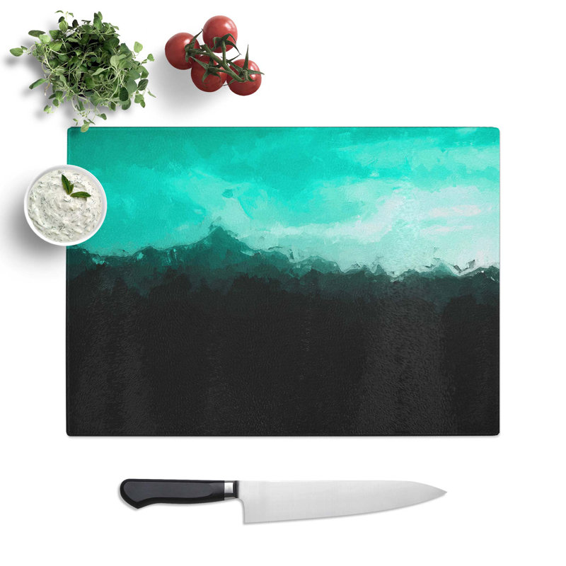 Glass Mint Green Sky in Abstract Chopping Board, 39 cm W x 28.5 cm L