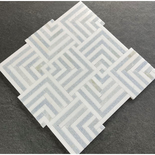 Blue Celeste and Thassos White Marble Mosaic Wall and Floor Tile