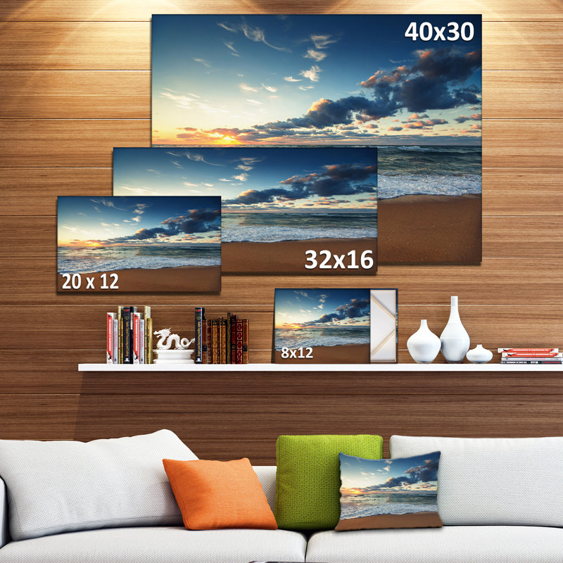 Sunrise and Glowing Waves Coastal Landscape Canvas Print