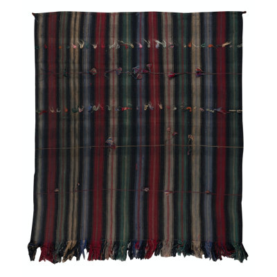 5.6x6.2 Ft Hand-Woven Striped Kilim, Vintage Flat-Weave Anatolian Rug