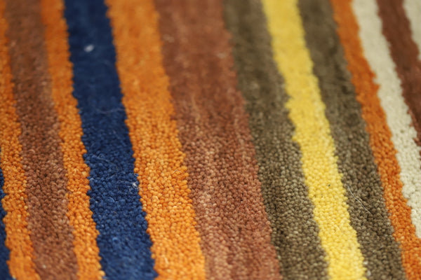 Runner Striped Wool Hand Knotted 70cm X 240cm Area Rug
