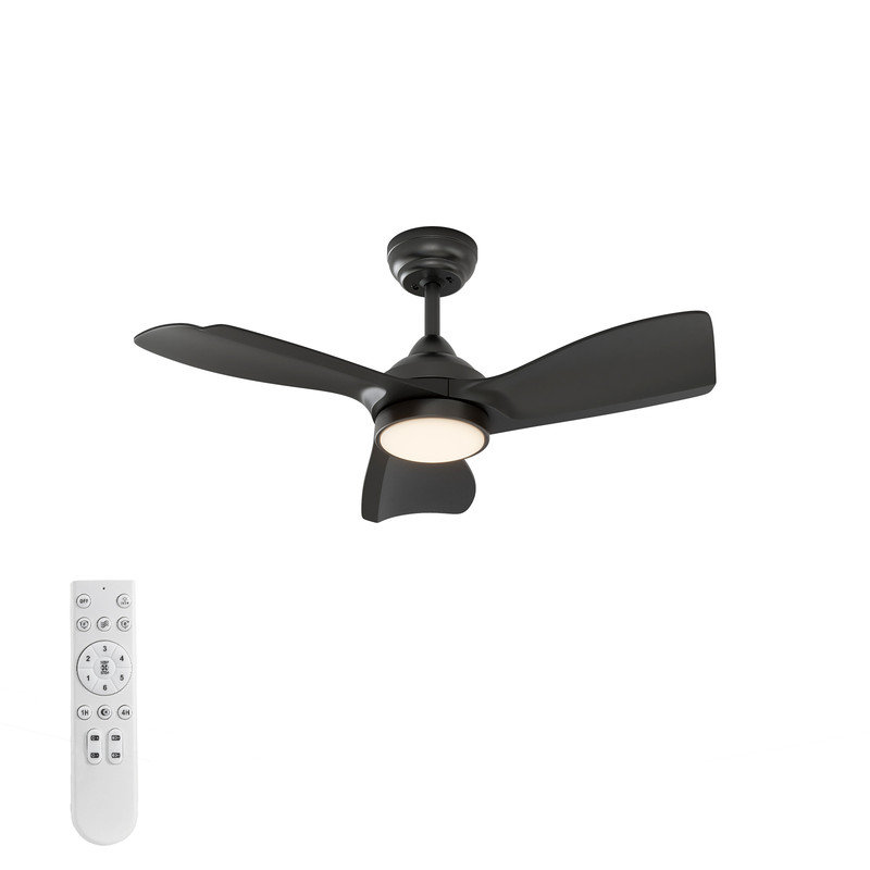 30 Inch Indoor Ceiling Fans with Lights and Remote Control, DC Slient Motor, Dimmable, Reversible, Timmer, 3 CCT, Black