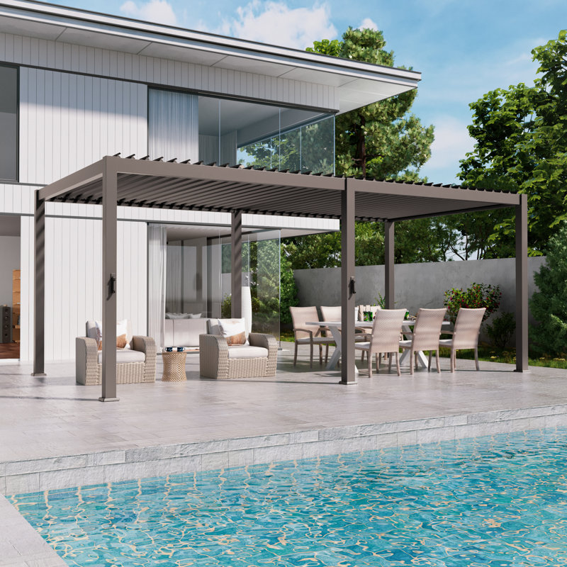 Pergola de toit à persiennes pour l'extérieur, 10 pi x 20 pi