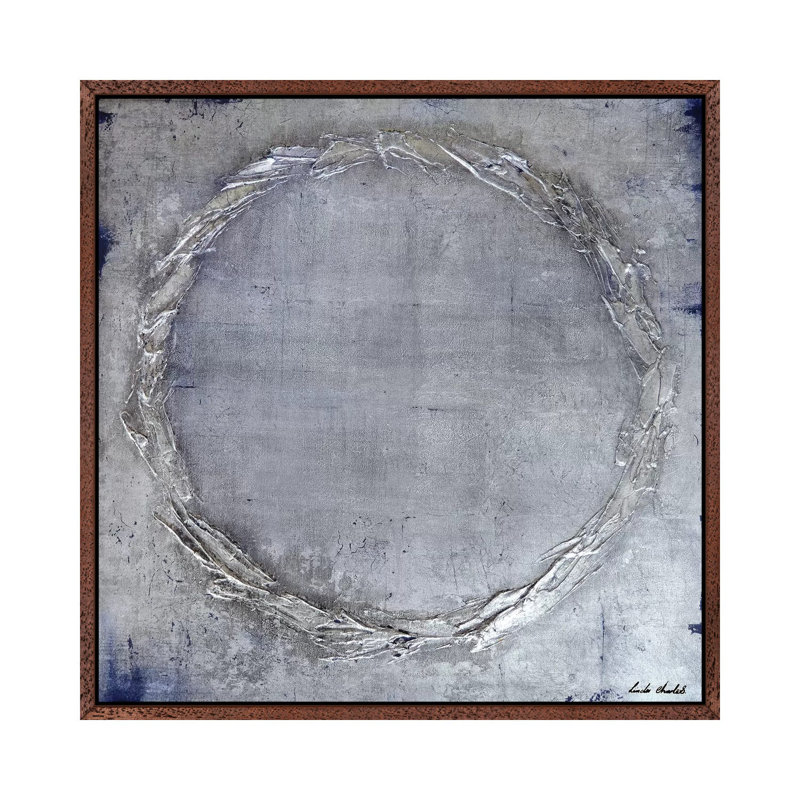 Honour by Linda Charles - Painting on Canvas, 45.72cm H x 45.72cm W x 3.81cm D, Classic Brown Wood Floater Framed