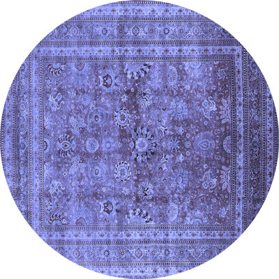 Tapis oriental en laine / polyester tissé à la machine de style oriental en mauve / bleu 7 pi