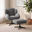 Upholstered Chenille Swivel Armchair-1198908923