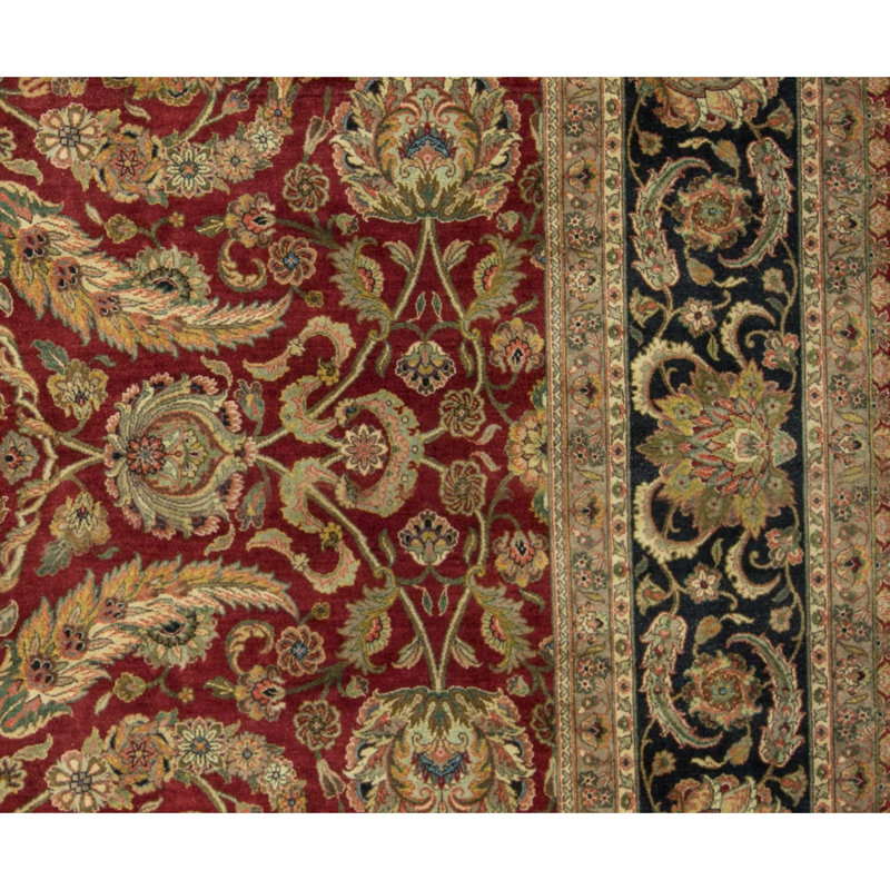 Tapis rouge et noir noué à la main de haute qualité