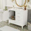 Meuble-lavabo moderne 36 po avec cadre en pin massif, 1 porte à fermeture douce et 3 tiroirs, armoire de rangement moderne-348801142