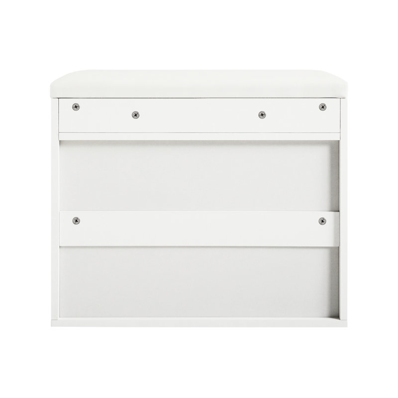 Helmy Faux Leather Upholstered Storage Bench, White