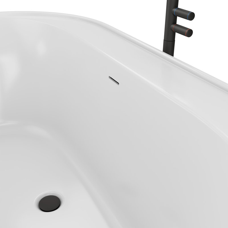 Essence 60-1/4 in. L x 34-1/4 in. W x 23-5/8 in. H Freestanding Acrylic Bathtub, Matte Black