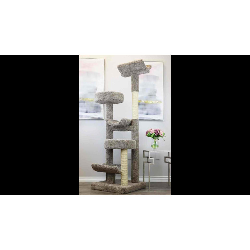 Tall Beige Sisal and Carpet Cat Tree Tower