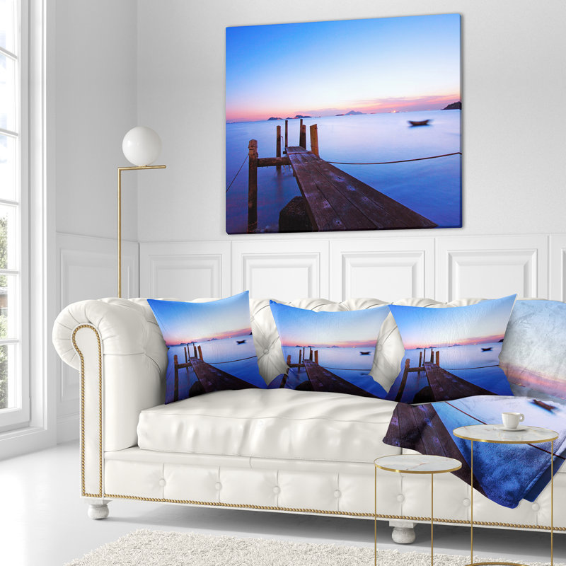 Wooden Pier at Dusk - Sea & Shore Printed Pillow, 16" x 16", Throw Pillow