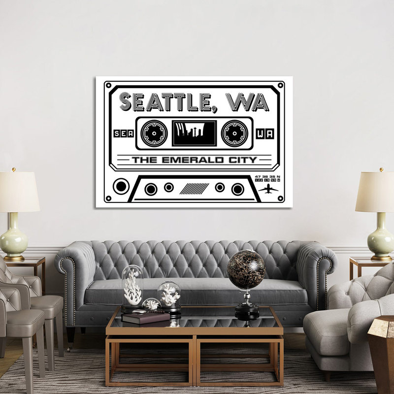 Seattle Cassette - Light Background by Benton Park Prints - Wrapped Canvas Gallery-Wrapped Canvas Giclée