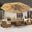 Parasol rond en porte-à-faux avec mât central, beige (base non incluse)
