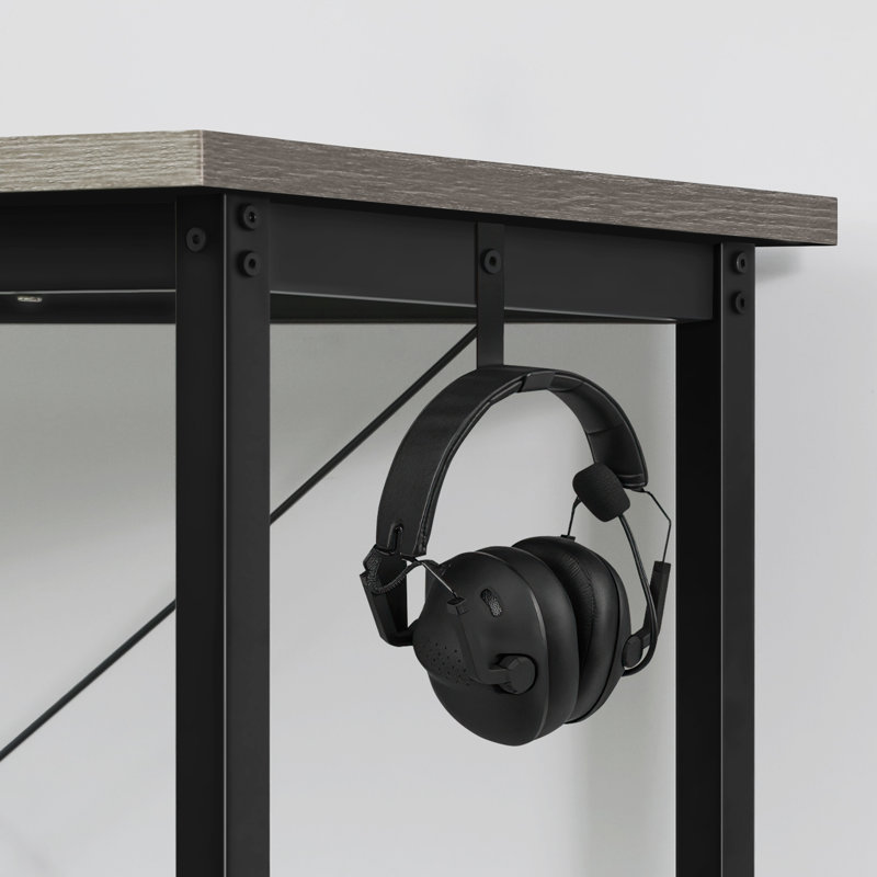 Lorren Adjustable L-Shaped Metal Base Computer Desk