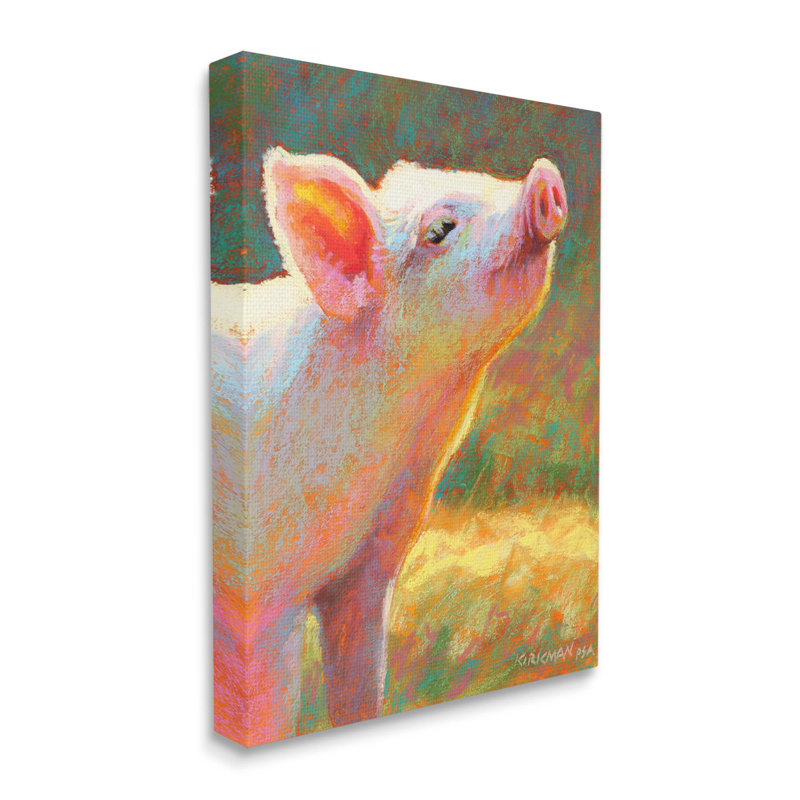 «Happy Happy Pig Sunny Farm» par Rita Kirkman, H 40 po x l 30 po x P 1,5 po