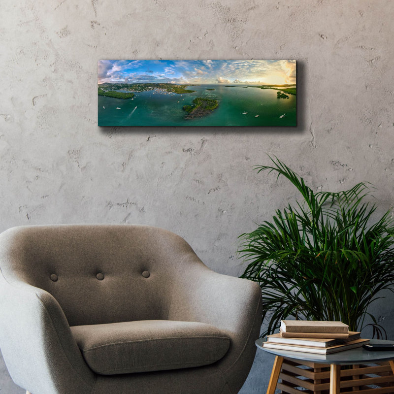 «St Thomas USVI Sunset Panorama» par Epic Portfolio, art mural sur toile, H 12 po x l 36 po x P 1,5 po